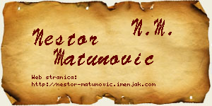 Nestor Matunović vizit kartica